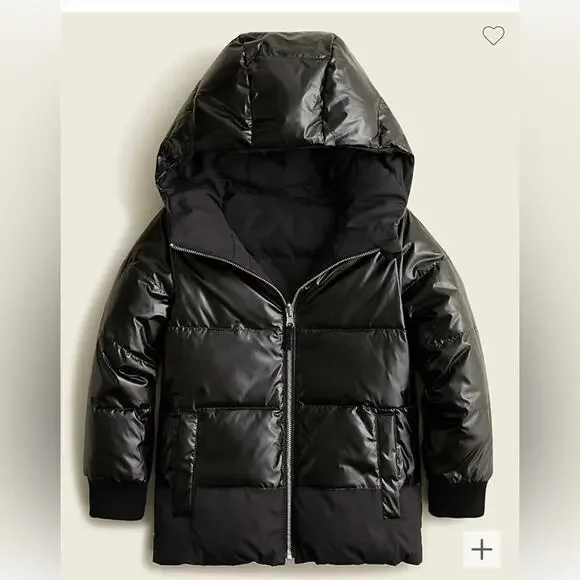 CrewCuts Girls' reversible puffer Hoodie Jacket with Prima Loft Blue XL - Picture 2 of 16